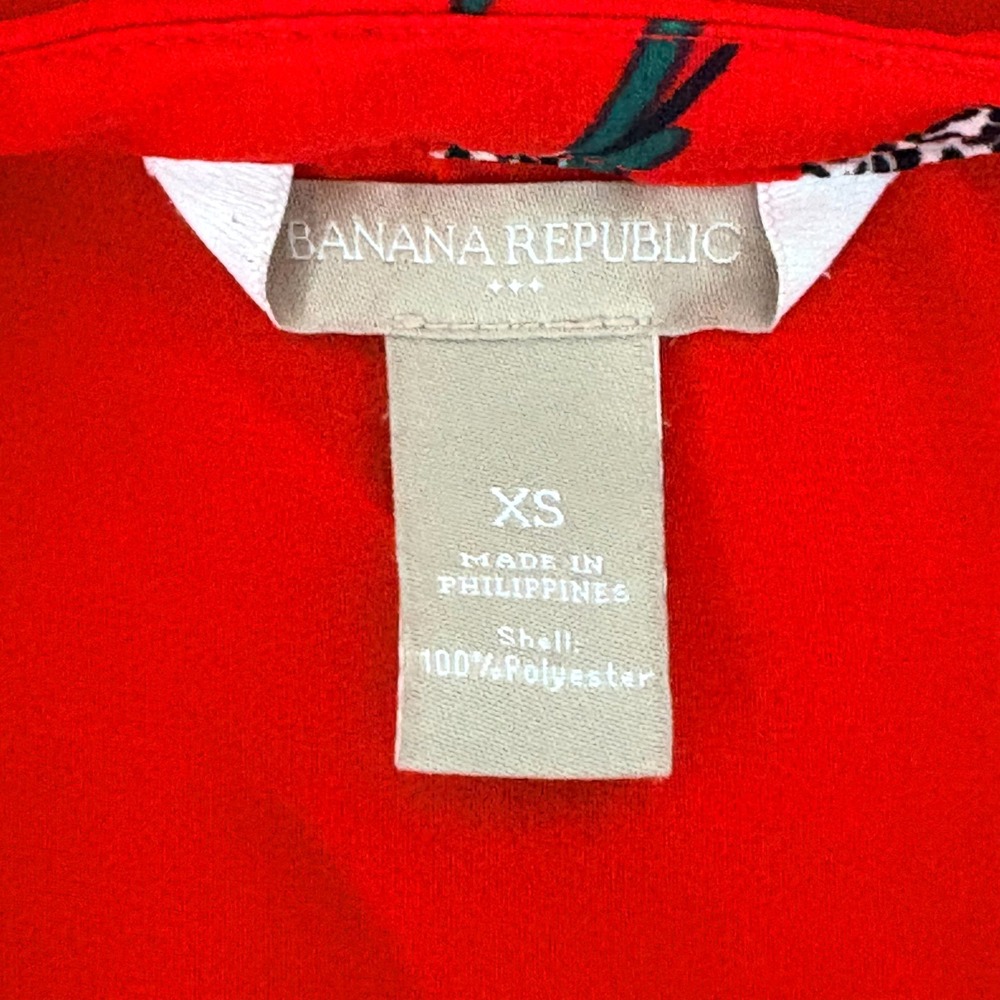 Banana Republic Red Parakeet Print Blouse – Long Sleeve, Sheer, Size: XS - Picture 4 of 5